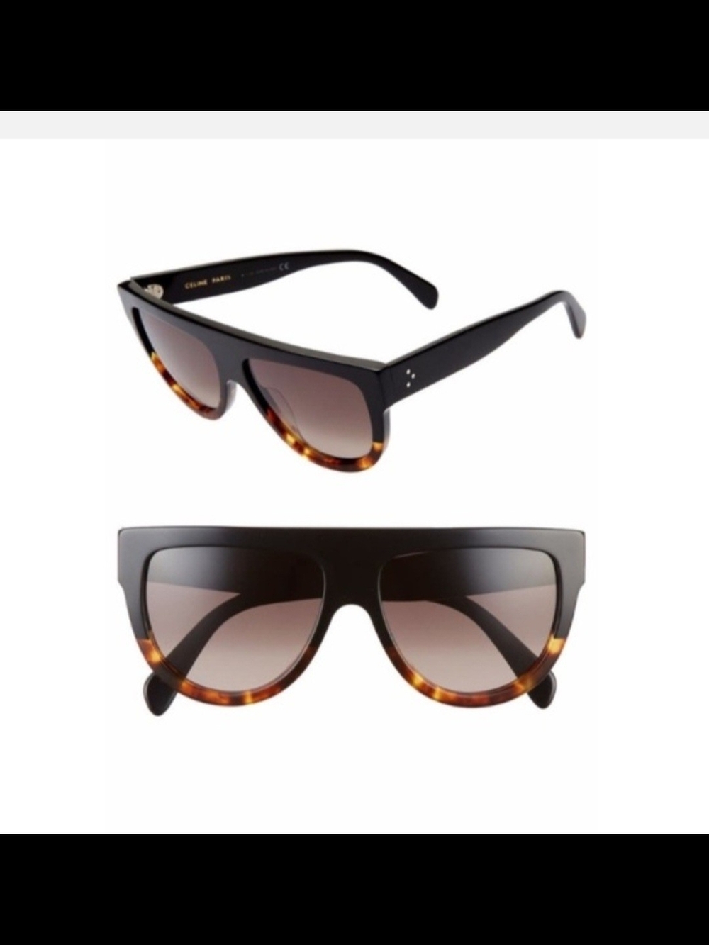 Celine Two-Tone Shield Sunglasses – Black & Tortoise